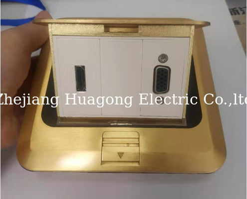 Brass Copper Fggp Golden RJ45 Floor Socket Hdmi Vga Data Floor Electrical Outlet