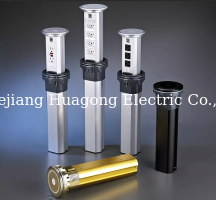 Round Pin Plug Smart Motorized Sockets Kitchens Pop Up Outlet With Speaker