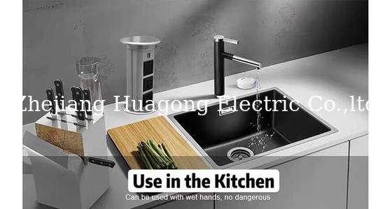 IP44 Smart Electrical Outlet Socket , Motorized Pop Up Outlet For Kitchen
