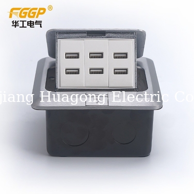 Three Way USB Pop Up Floor Outlet , GCC Pass Floor Plug Socket With USB Charger