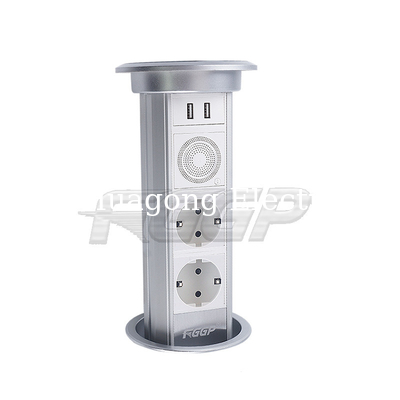 Aluminium Alloy Pin Plug Motorized 16A Rated Pop Up Socket