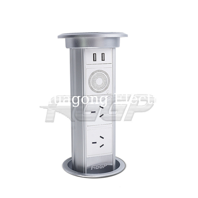 10A 250V Aluminium Alloy Kitchen Pop Up Sockets With USB