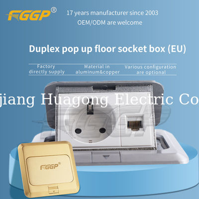 Brass Alloy 4.72" X 4.72" Floor Socket Box For Residential