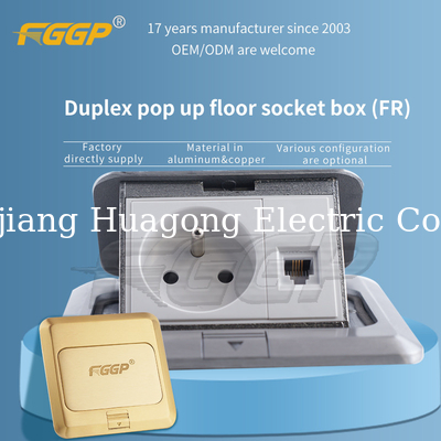 Aluminum Alloy 110V 250V Pop Up Floor Receptacle Waterproof