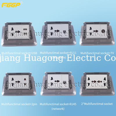 110V 250V Gold Polished Brass Alloy Pop Up Floor Outlet