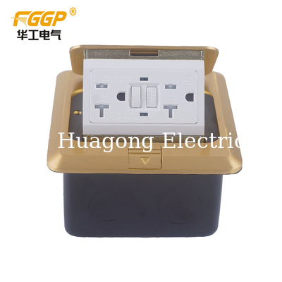110V 250V Gold Polished Brass Alloy EU Floor Socket Box