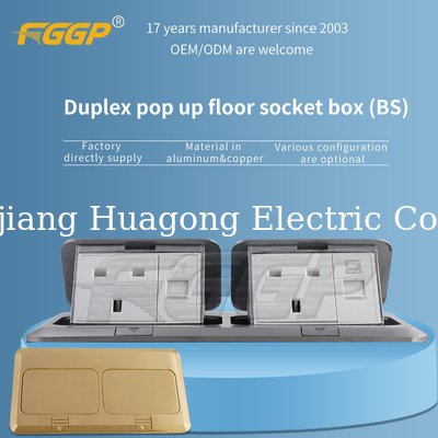 OEM Aluminum Pop Up Duplex Floor Socket Box With Data Rj45