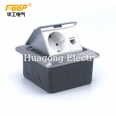 250VAC Square Floor Socket Outlet Box Aluminum Alloy IP44