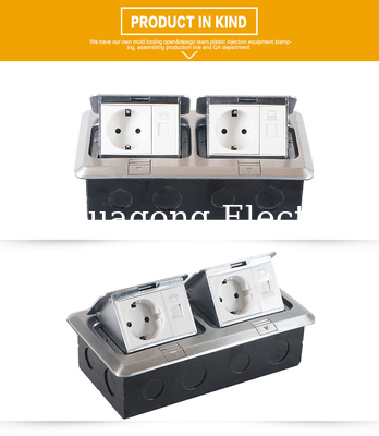 Pop Up 220V 2 Pin Floor Socket Box Electrical Wall Socket Plug