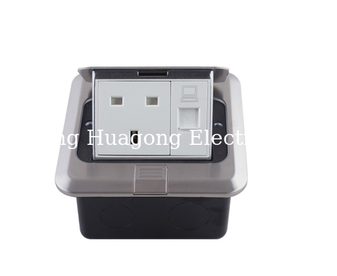 Double Outlet Pop Up Floor Socket EU Standard With Phone Port RJ45