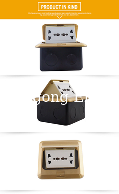 Floor Plate Mounted Brass Pop Up Power Socket With 13A 3 Pin Multi Plug