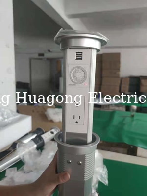 Silver Finish Kitchen Pop Up Sockets Motorised Pop Up Electrical Outlets
