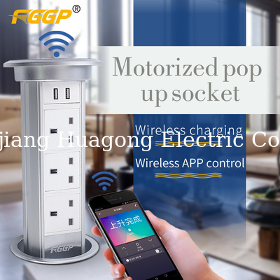 5A Kitchen Pop Up Sockets Motorized Pop Up Desktop Socket With Wireless Charger