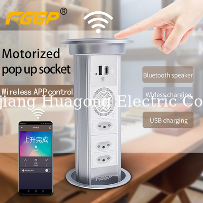 10A Kitchen Pop Up Sockets Retractable Recessed Power Strip With 3 AC Outlets