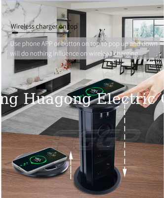 Kitchen Office Worktop Motorized Pop Up Socket With Dual USB Plug