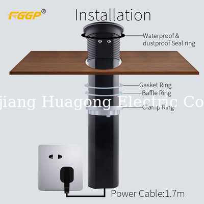 Kitchen Office Worktop Motorized Pop Up Socket With Dual USB Plug