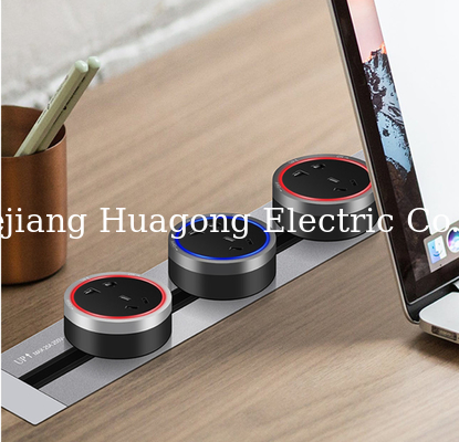 Universal Smart Plug Office Desk Power Track System For Multi Electrical Tabletop Socket