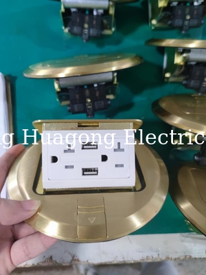 16A EU 2 Pin Floor Socket With USB Copper Fast Pop Up Waterproof