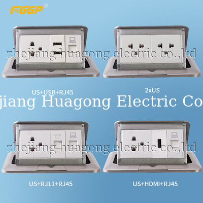 Aluminum Alloy IP20 Universal RJ45 Floor Socket Golden Polishing Panel Space - Saving