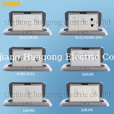 Aluminum RJ45 Floor Socket Monument Receptacle Brass Alloy Golden Panel Spring - Up