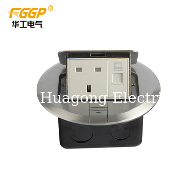 CE British Data Round Floor Socket Box 110V Pop Up With Rj45