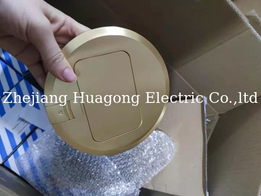 Golden Color Round Floor Socket 3 Jack Pure Copper British Standard 10A