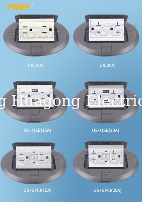 Gfci Electrical Round Floor Socket 20A American Pop Up Outlet Aluminum