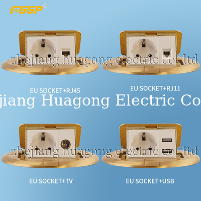 16A Round European Socket Floor Outlet Box 110V Popup Eu Usb Copper Standard