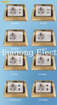 Copper Alloy 16A Waterproof Floor Socket Outlet 3 Modules Electrical Industrial