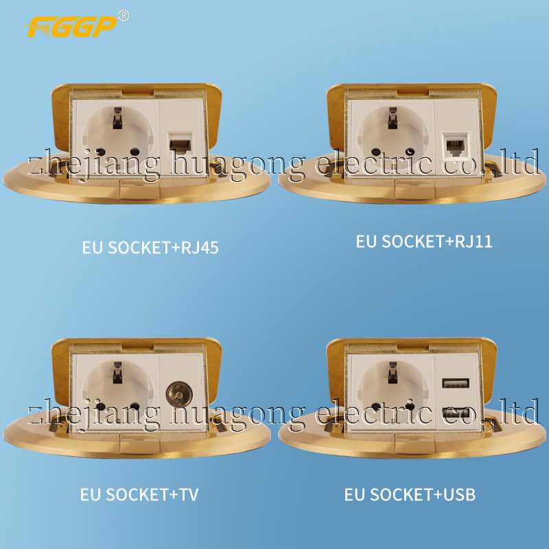 16A Round European Socket Floor Outlet Box 110V Popup Eu Usb Copper ...