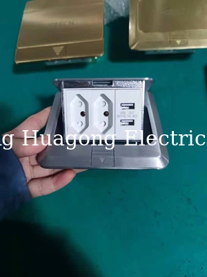 BR Ground Pop Up Floor Outlet Box Socket Aluminium Alloy 3 Modules