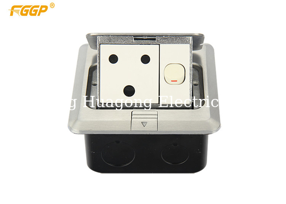 16A 250V Standard Silver Top Cover Switched Floor Socket Box For Living Room
