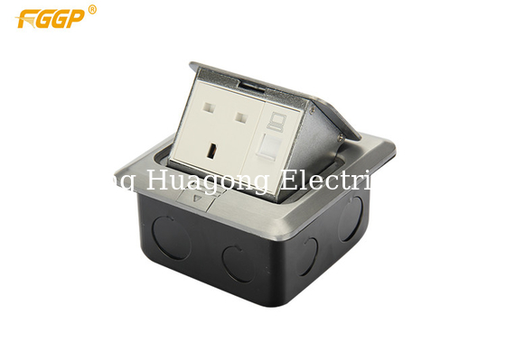 Silver Panel GCC Certificate Pop Up Floor Socket 13A 250V UK Standard For Hotel