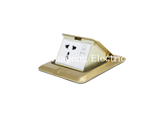 IP20 Universal RJ45 Floor Socket Golden Polishing Panel Space - Saving Design