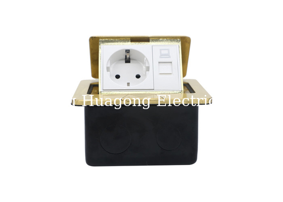 2 Pole 3 Wire RJ45 Floor Box Brass Covered Slowly Spring Out For Class Room