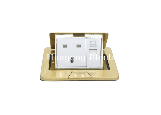 Brass Covered Pop Out RJ45 Floor Socket With CAT5 / BS Standard Power Outlet