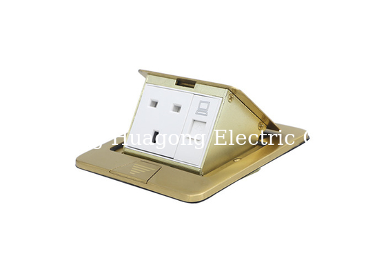 Brass Covered Pop Out RJ45 Floor Socket With CAT5 / BS Standard Power Outlet