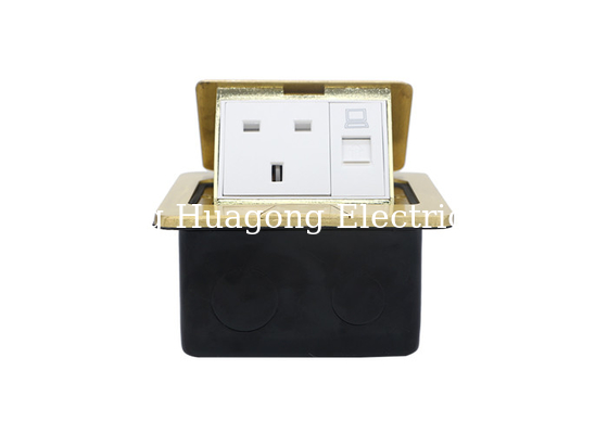Brass Covered Pop Out RJ45 Floor Socket With CAT5 / BS Standard Power Outlet
