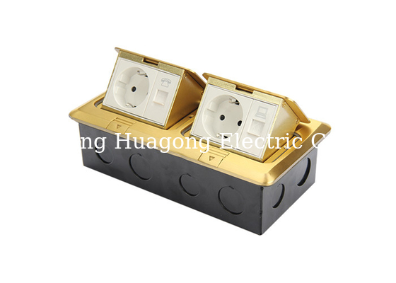 Brass Alloy Double Floor Socket 2 Gang Socket Outlet With Quick Connect