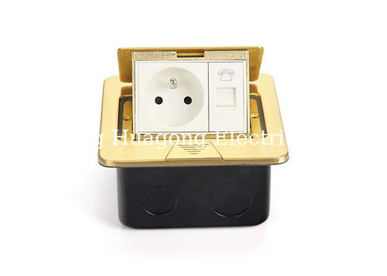 Hidden Pop Up Floor Socket Box , Brass French Socket With Modular Jack