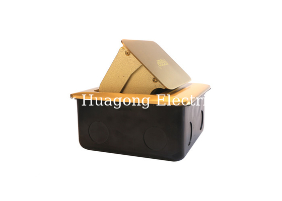 Self Grounding Gold Color Double Floor Socket , 2 Gang Floor Outlet Of 13A UK Plug