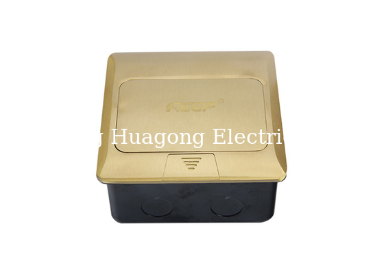 Self Grounding Gold Color Double Floor Socket , 2 Gang Floor Outlet Of 13A UK Plug