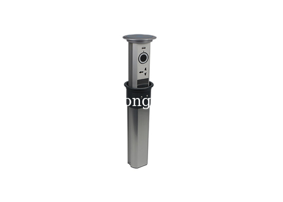 Silver Finish Kitchen Pop Up Sockets , Pop Up Electrical Outlets For Kitchen Islands