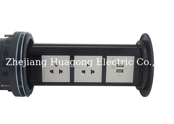 Silver Body Kitchen Pop Up Sockets , Pop Up Outlet Kitchen For Different Standard Plugs