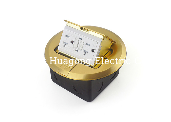 Round Shape 20A Waterproof Floor Outlet Box Golden Top UL / CUL Rated