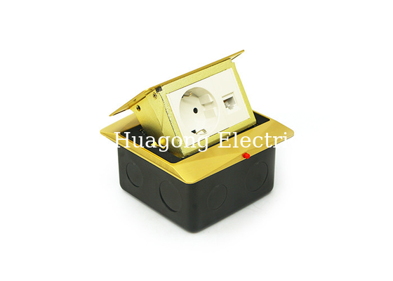 Splash Proof Floor Mounted Power Outlet Golden Color With Internet Data CAT5