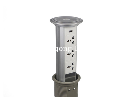 LED Lighted Pop Up Counter Outlet 3 x Universal Sockets For Kitchen Counter Top