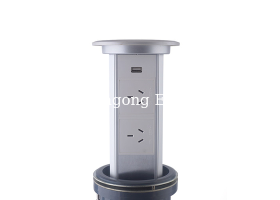 Vertical Pop Up Electrical Outlet Kitchen Counter LED Lighting Design