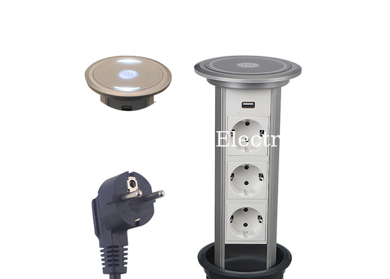 Smart LED Motorized Pop Up Socket , Motorised Conference Table Pop Up Outlets