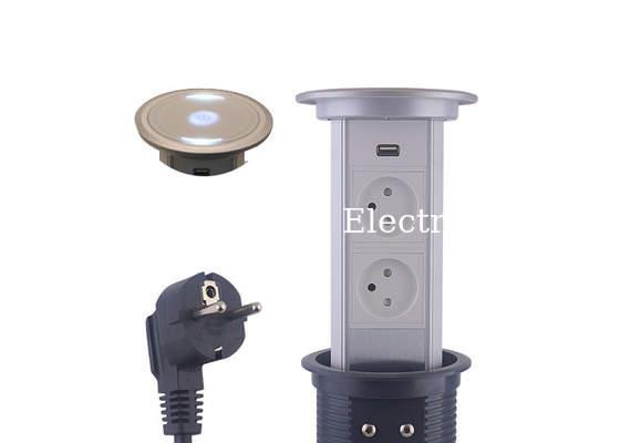 16A 250V Motorized Pop Up Socket , Cylindrical Pop Up Sockets For Kitchen Worktops